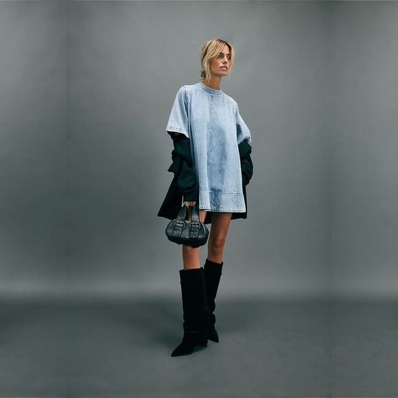 NWT Free People Harlow Denim Mini Dress
Color: Ocean Blue - Picture 2 of 5